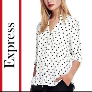 Express | Polka Dot Printed Original Portofino Shirt Medium